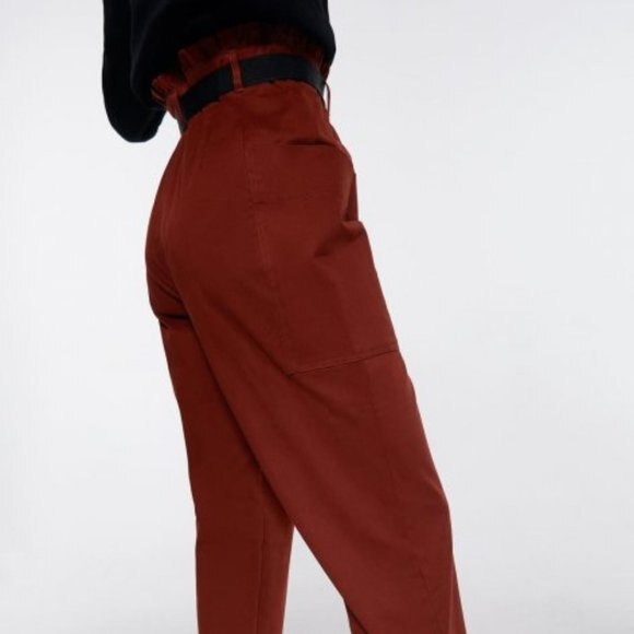 Zara High-Waisted Paperbag Wide Leg Pants (NWT) - Picture 5 of 6